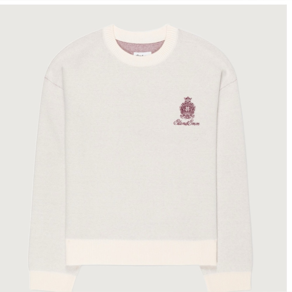 Classic Members Club Knit Sweater- Cream/Burgundy by EllandEmm - Picture 3 of 5
